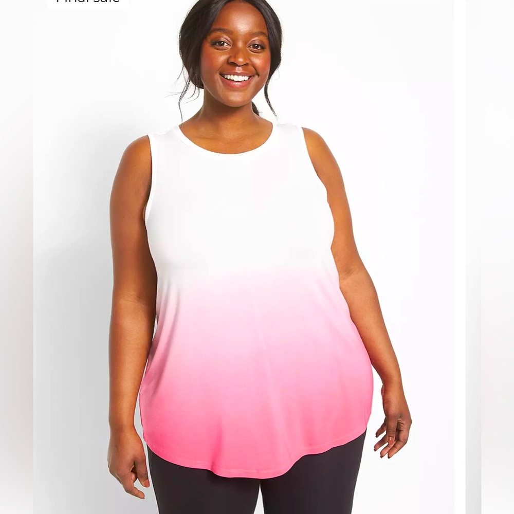 LIVI Lane Bryant Ombre V-Back Women's Tank Top 22/24 Pink Sleeveless Summer
